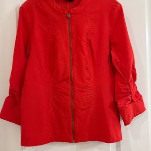 Tribal Brand Full Zip Jacket Ruched Sleeves and Ruched Front Panels--Size 12